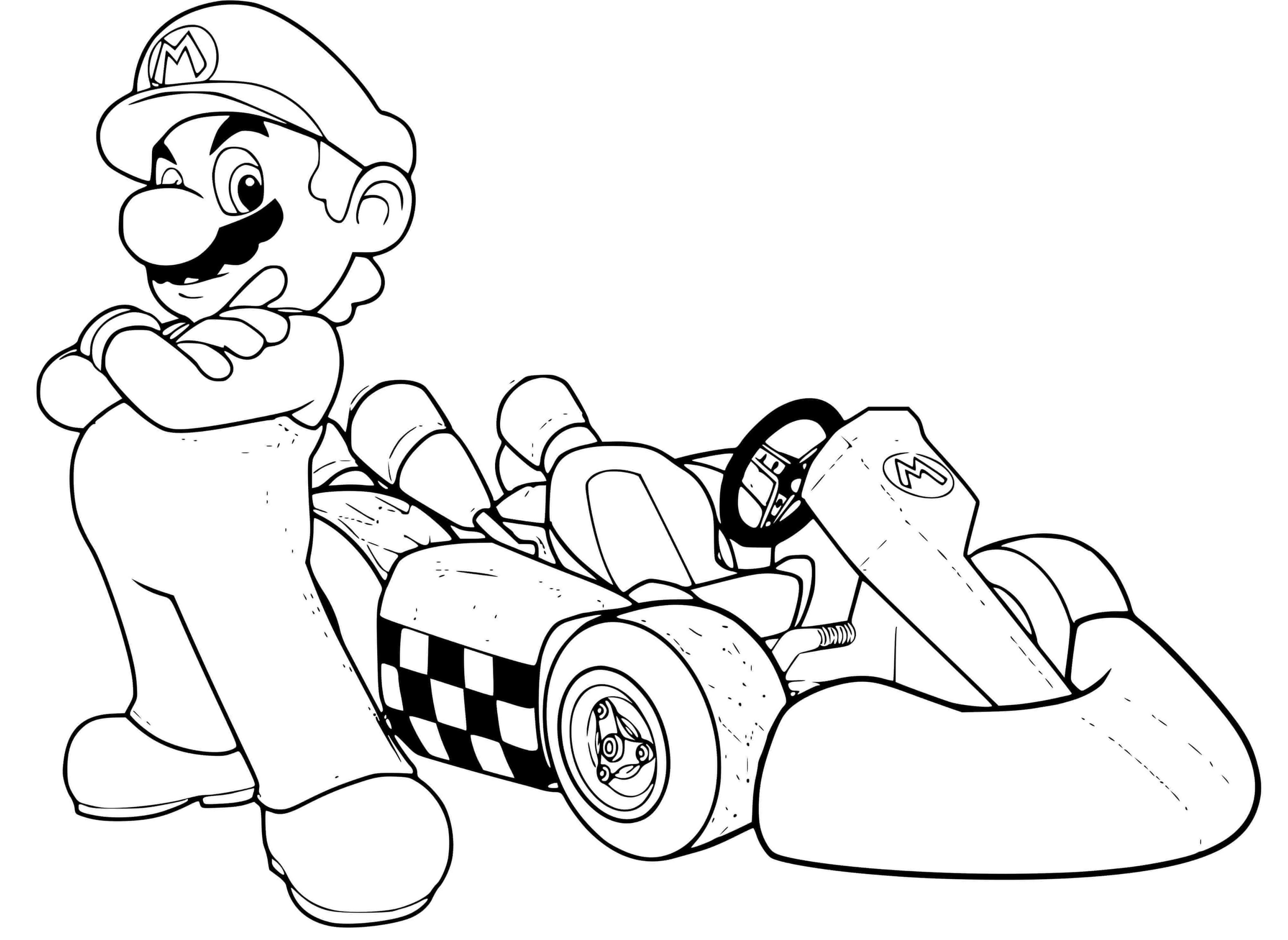 Coloriage Mario Voiture De Crouse Bros - Mario bros à imprimer
