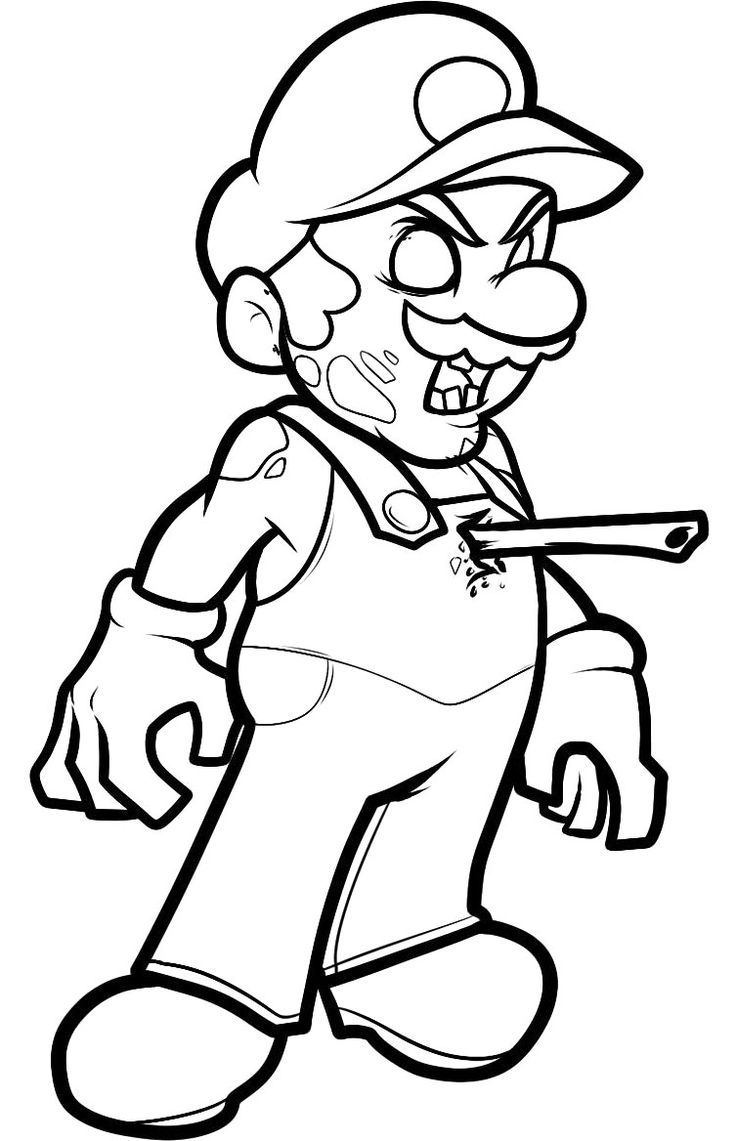 Coloriage Mario Zombie - Zombie à imprimer