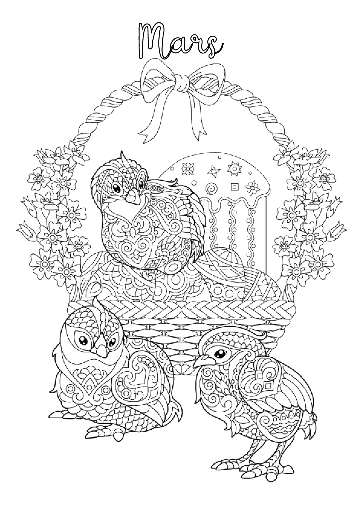 Coloriage Mars Oiseau Mandala Adulte - Mars à imprimer