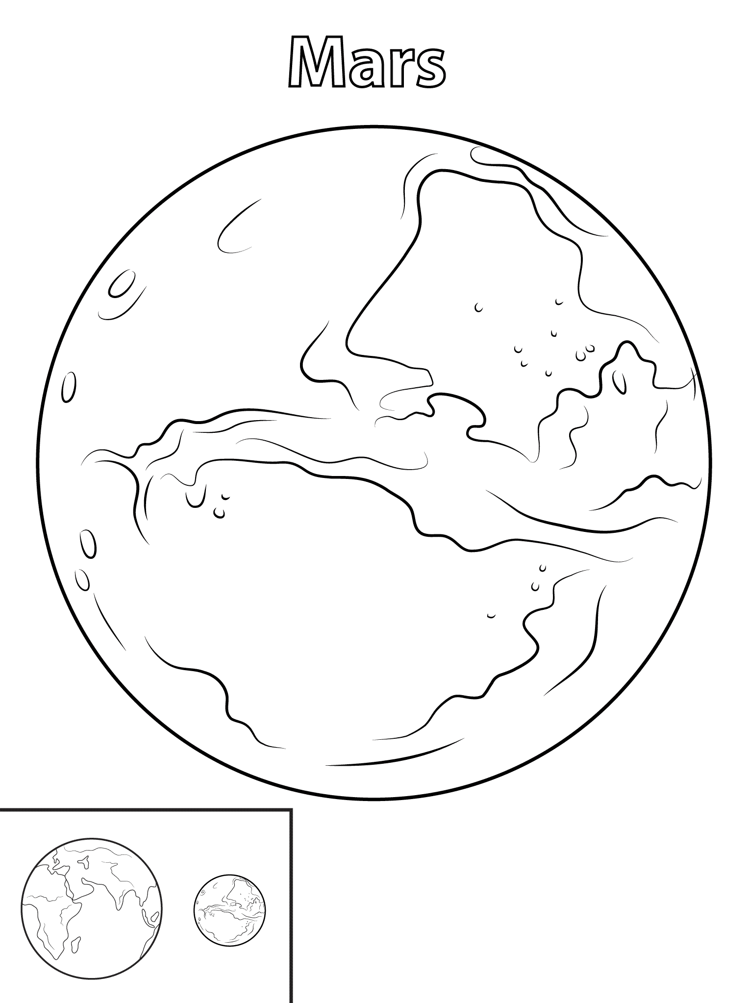 Coloriage Mars Planète - Planète à imprimer