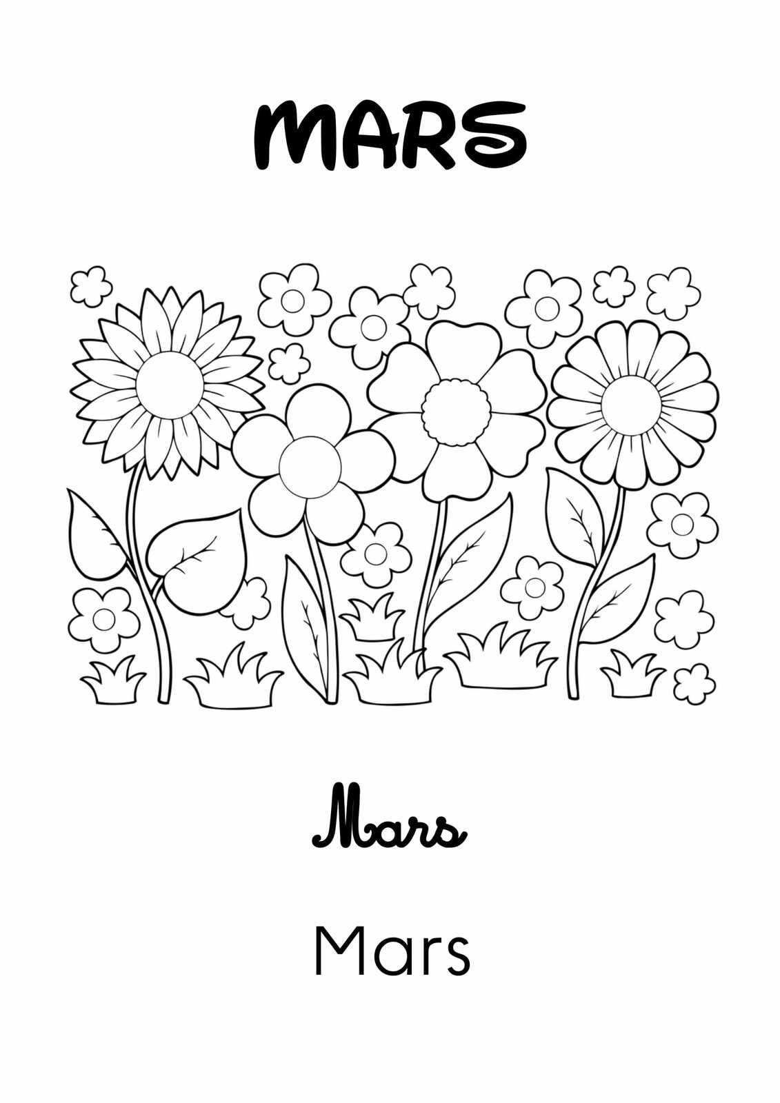 Coloriage Mars Printemps - Mars à imprimer