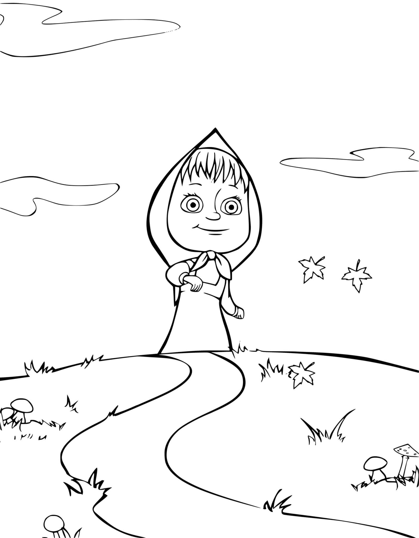 Coloriage Masha Cherche Son Ami Ours Michka - Masha et michka à imprimer