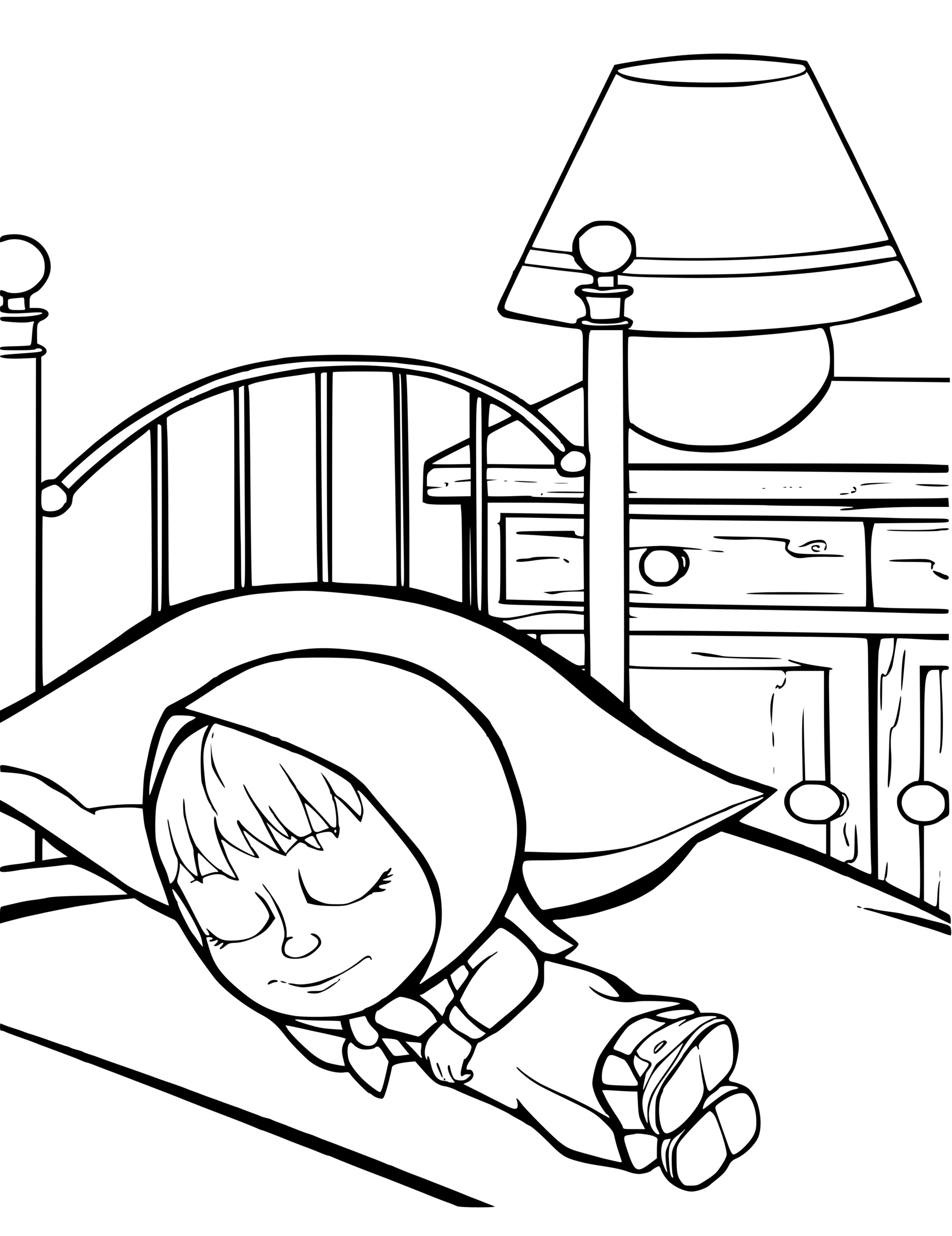 Coloriage Masha Dort Dans Sa Chambre Pour Se Reposer - Masha et michka à imprimer