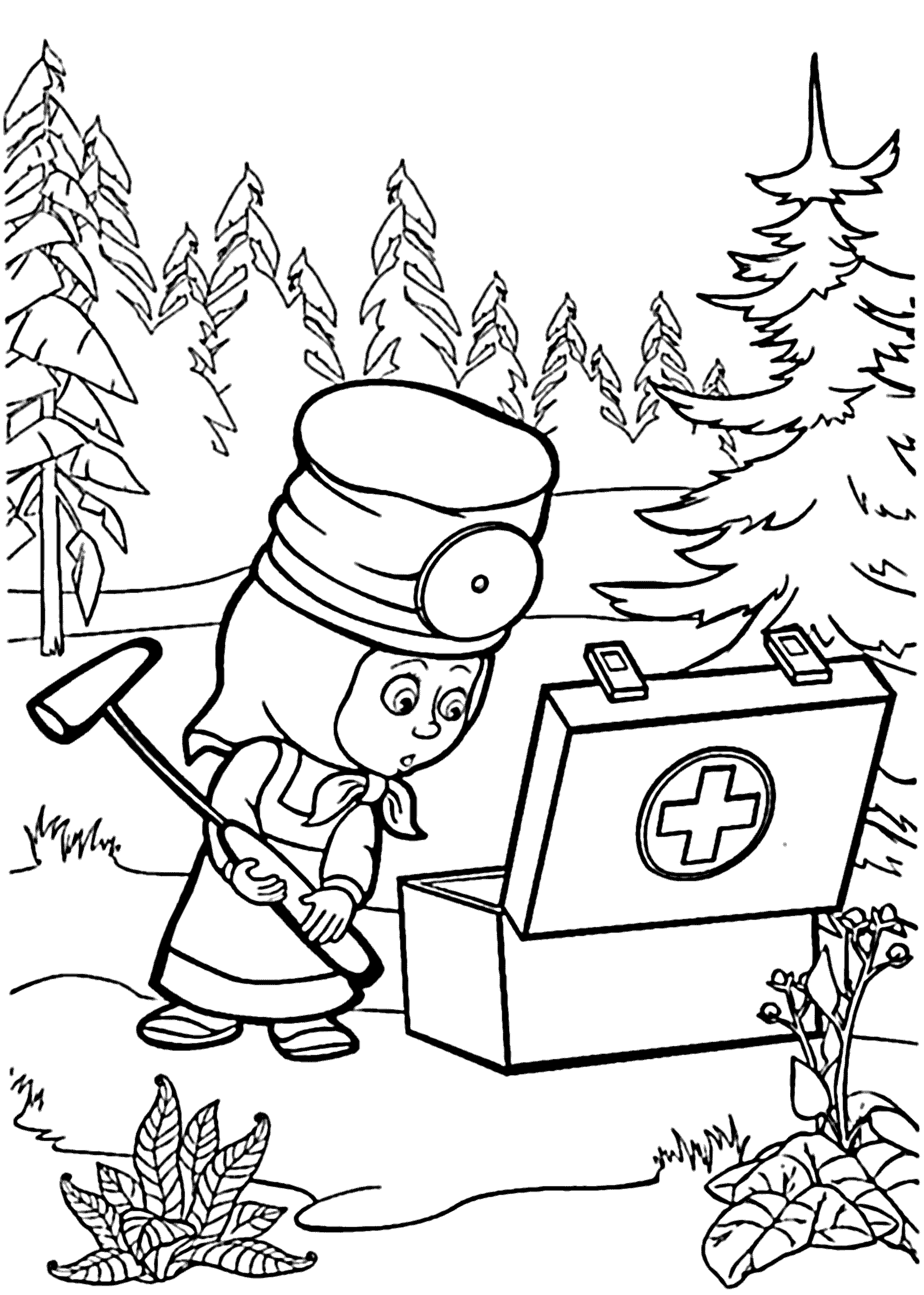 Coloriage Masha Et Michka Urgence Medicale - Masha et michka à imprimer