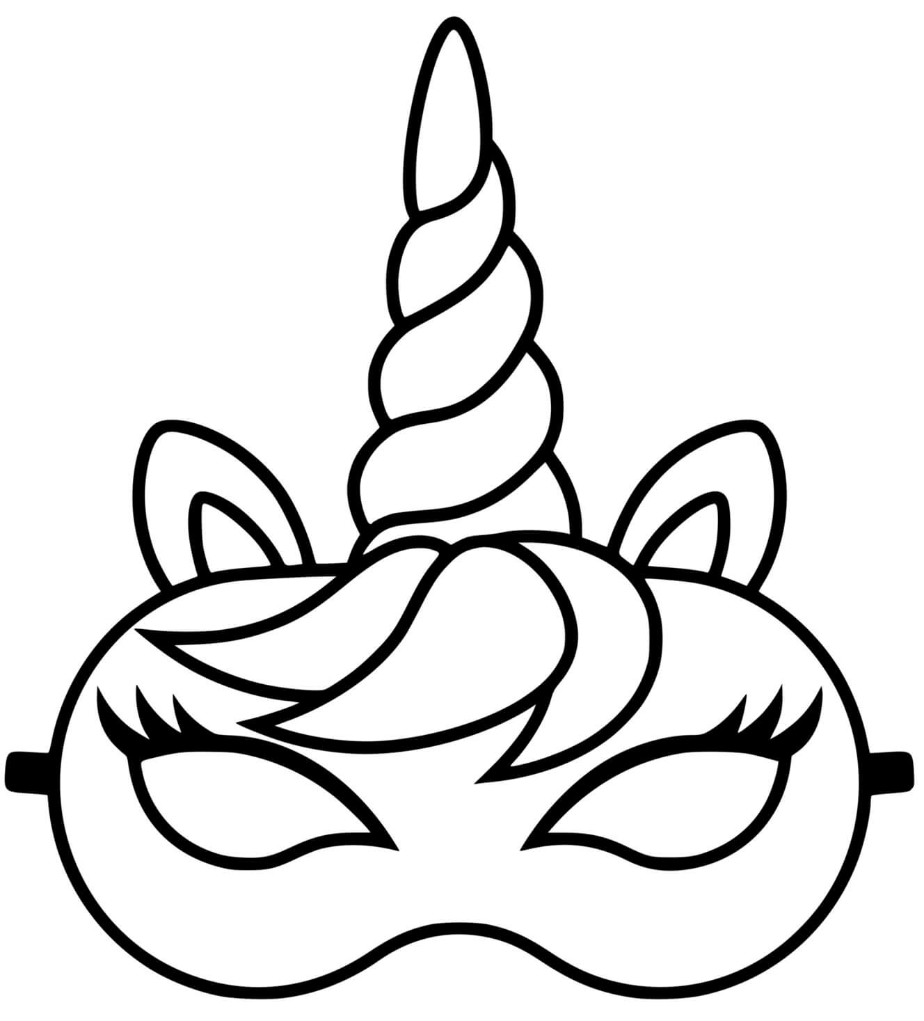 Coloriage Masque Carnaval Licorne - Carnaval à imprimer