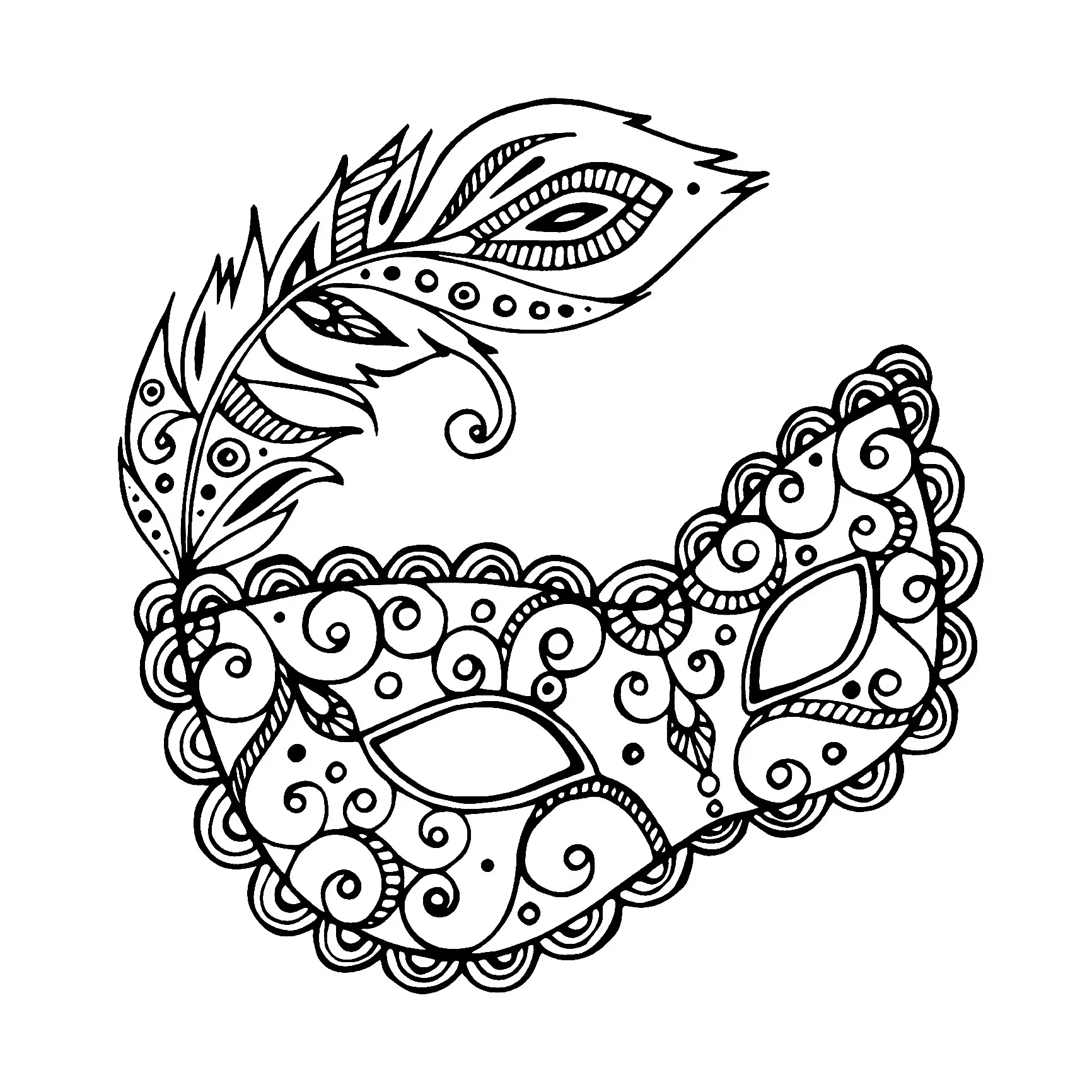 Coloriage Masque Carnaval Mandala Facile - Carnaval à imprimer