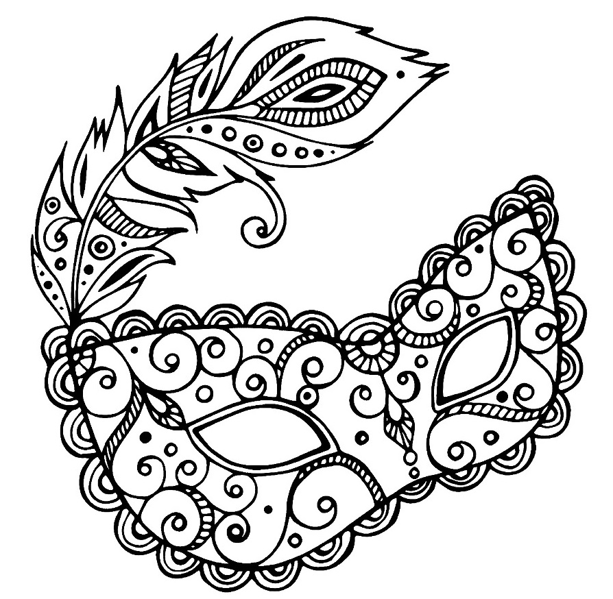 Coloriage Masque Carnaval Simple - Carnaval à imprimer