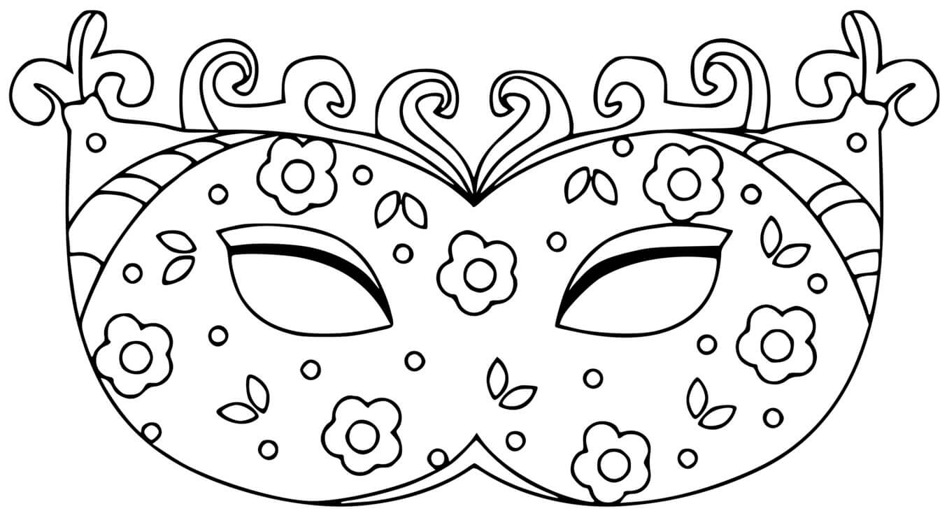 Coloriage Masque De Carnaval Avec Des Petites Fleurs - Carnaval à imprimer