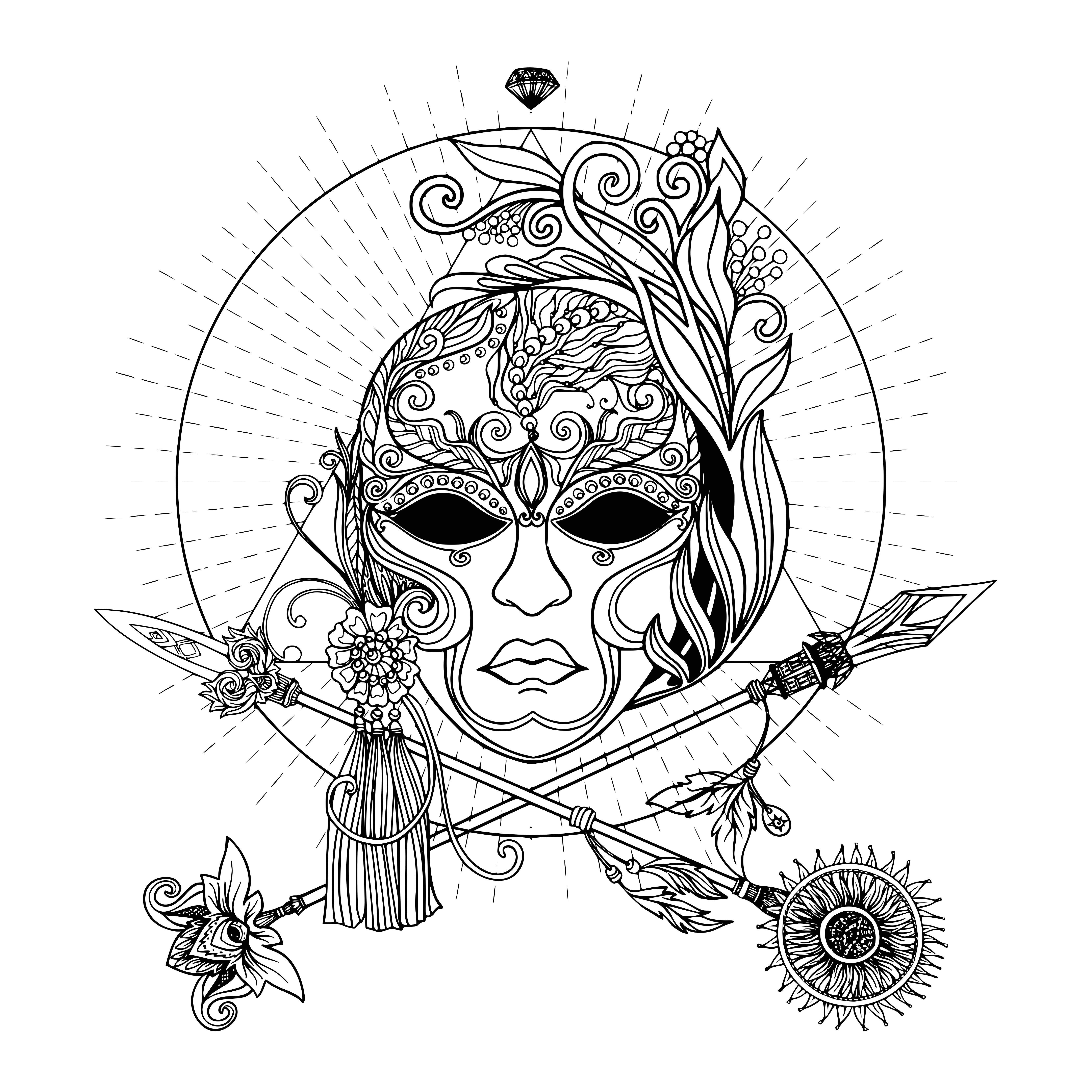 Coloriage Masque De Carnaval Venise Adulte - Carnaval à imprimer