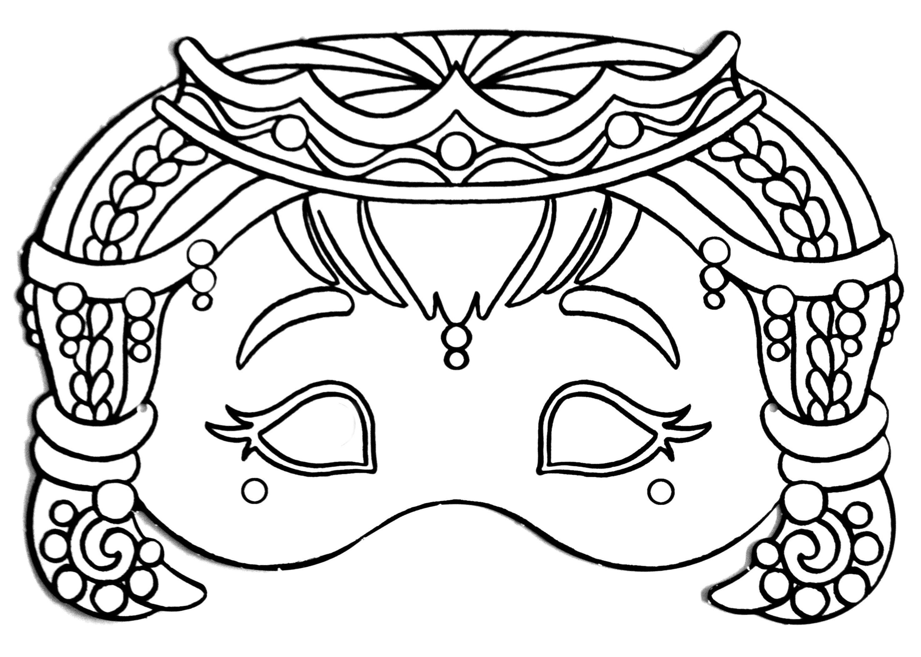 Coloriage Masque De Princesse Pour Fille - Carnaval à imprimer