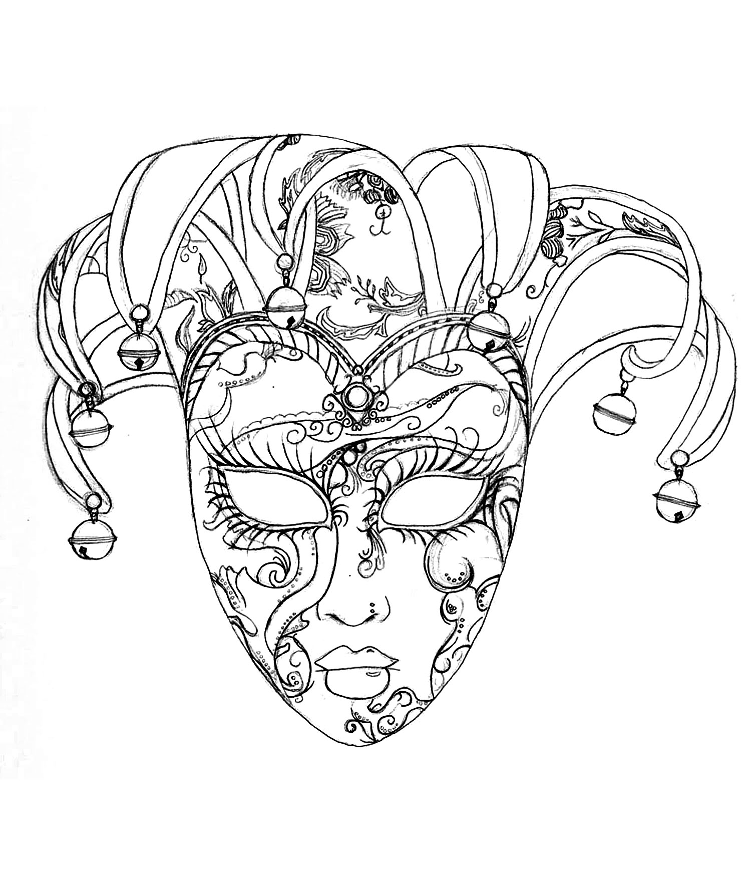 Coloriage Masque Du Carnaval De Venise - Carnaval à imprimer
