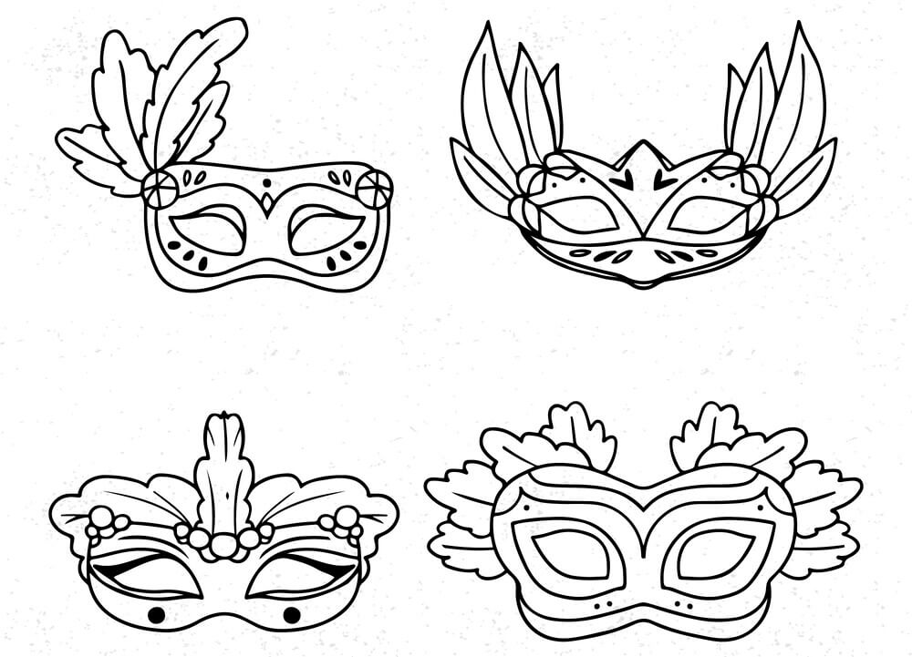 Coloriage Masques Carnaval Fête Mardi Gras - Carnaval à imprimer