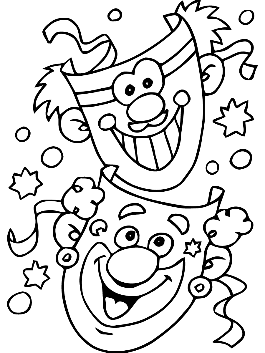 Coloriage Masques De Carnaval Amusants - Carnaval à imprimer