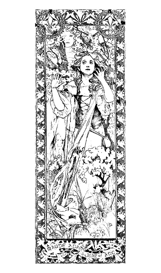 Coloriage Maude Adams Jeanne D'Arc Alfons Mucha - Art à imprimer