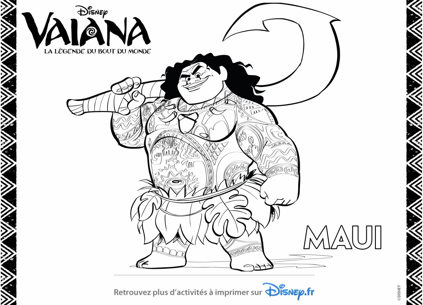 Coloriage Maui Du Film Disney Moana - Vaiana moana à imprimer