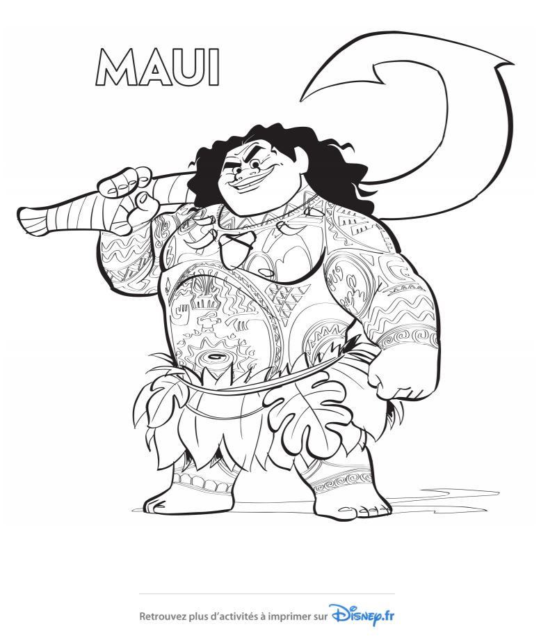 Coloriage Maui Du Film Disney Vaiana - Vaiana moana à imprimer