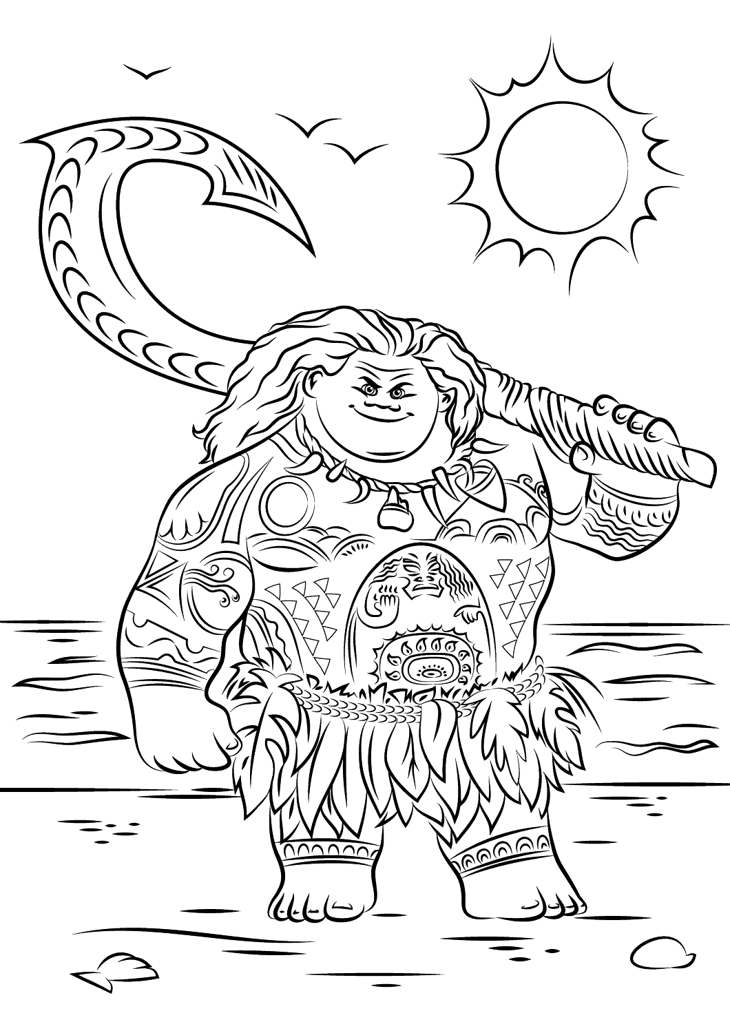 Coloriage Maui du film Vaiana Disney - Vaiana moana à imprimer
