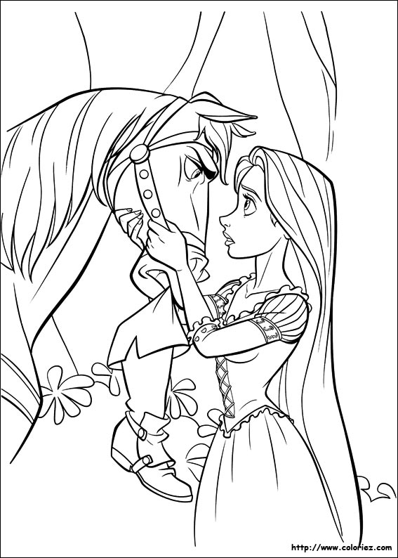 Coloriage Maximus Cheval Avec Princesse Raiponce - Raiponce à imprimer