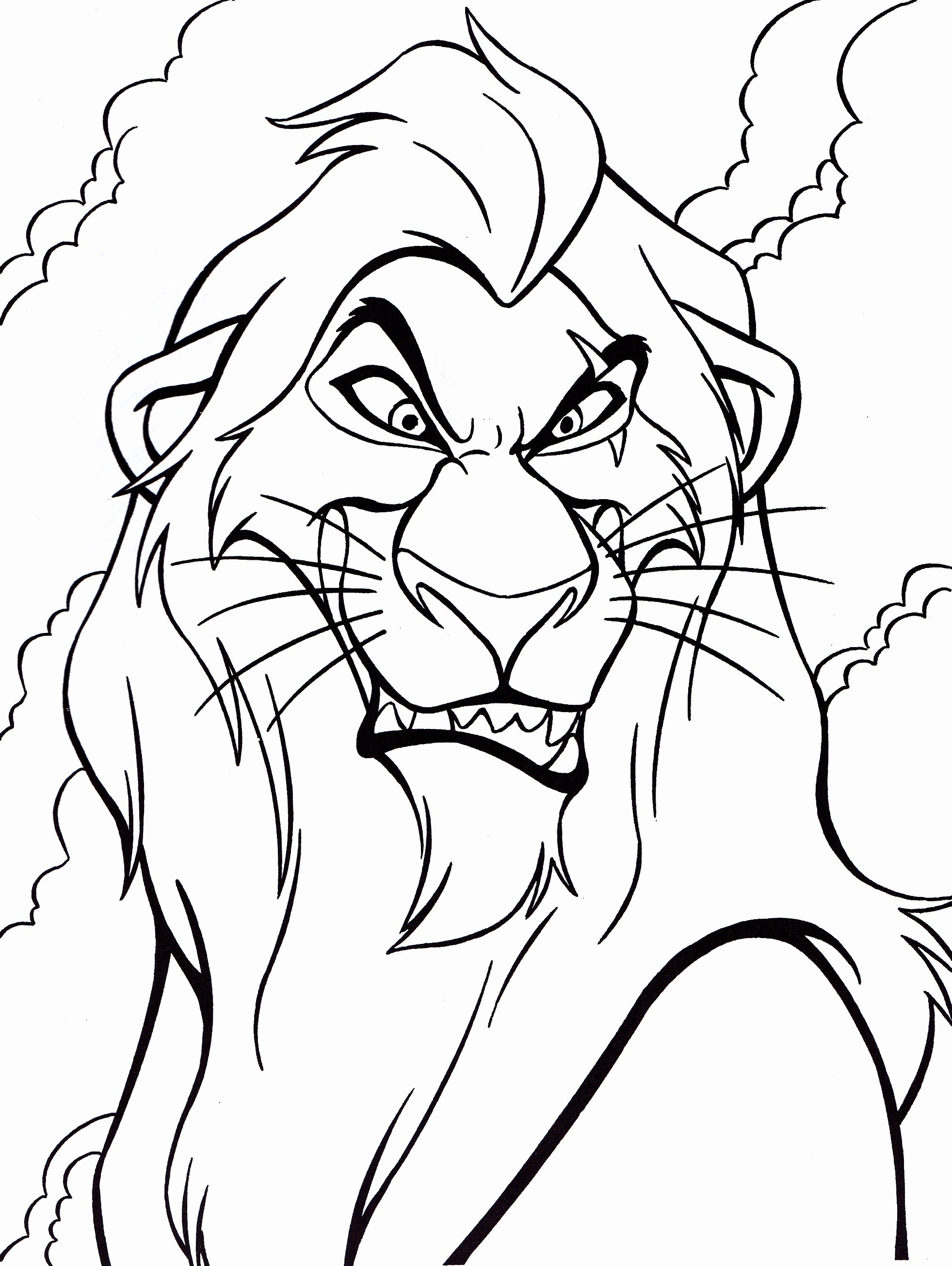 Coloriage Méchant Du Roi Lion - Roi lion à imprimer
