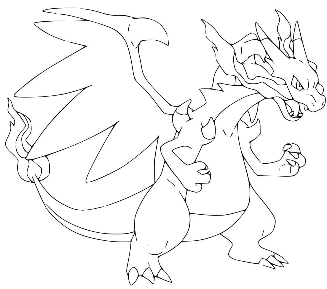 Coloriage Mega Dracaufeu Ex Pokemon - Dracaufeu à imprimer