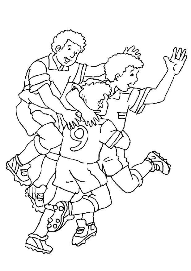 Coloriage Melee Après Un But - Football à imprimer
