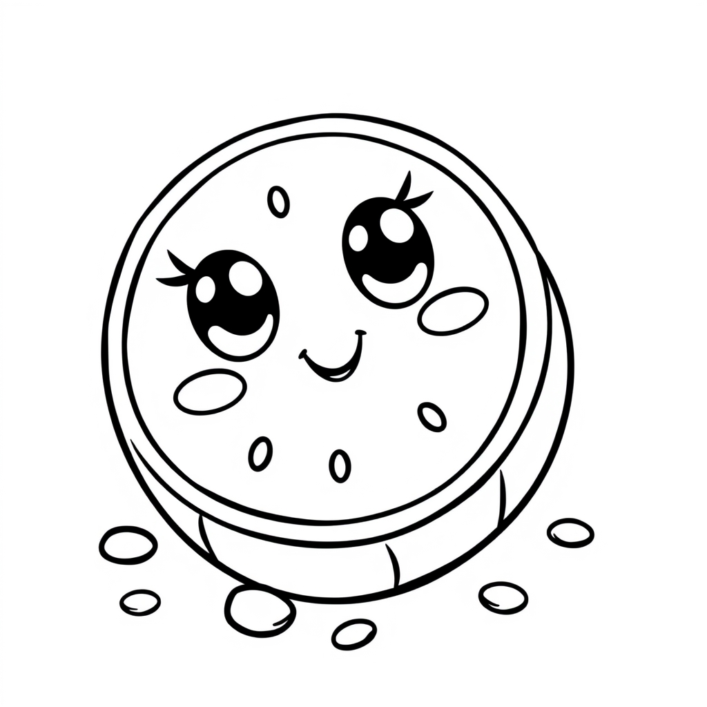 Coloriage Melon D'eau Pasteque 1 Fruit Kawaii - Kawaii fruits à imprimer