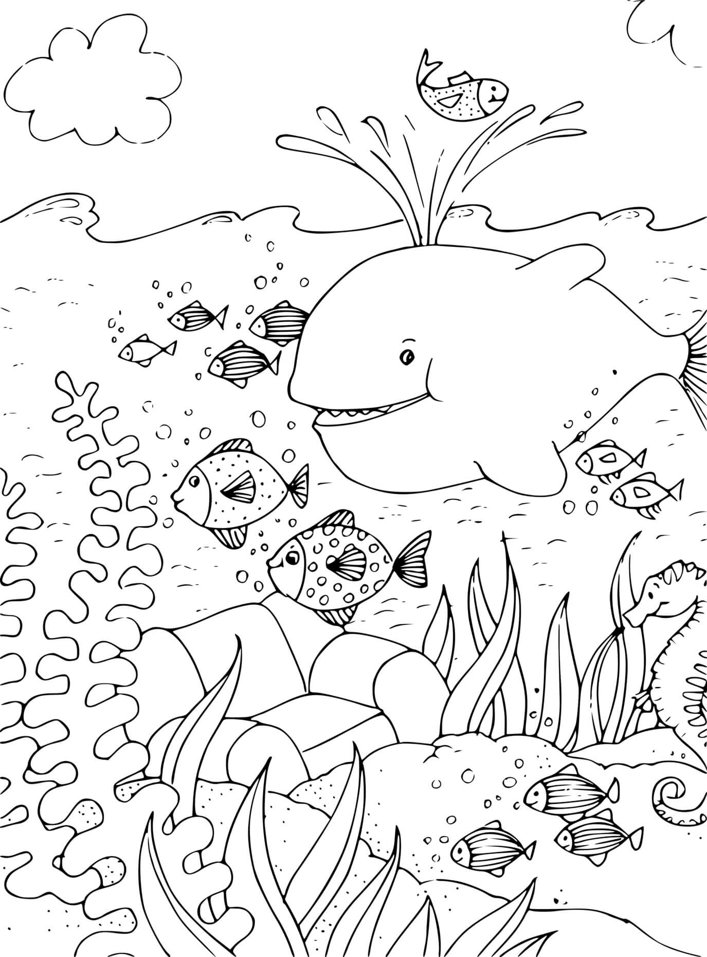 Coloriage Mer Et Poissons Maternelle - Mer à imprimer
