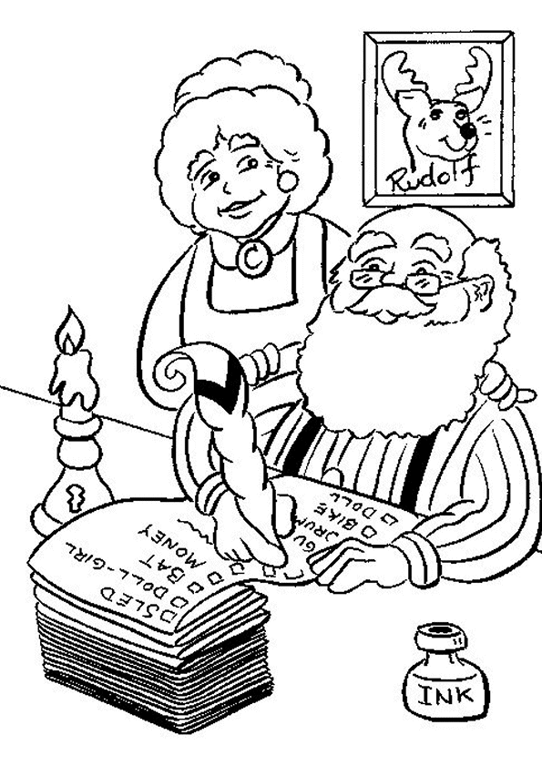 Coloriage Mère Noël Et Père Noël Ensemble - Noël à imprimer