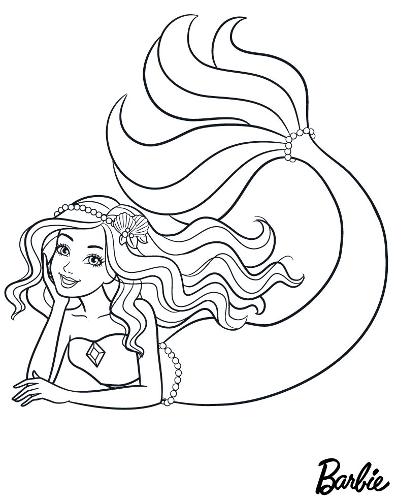 Coloriage Mermaid Barbie Sirène - Barbie à imprimer
