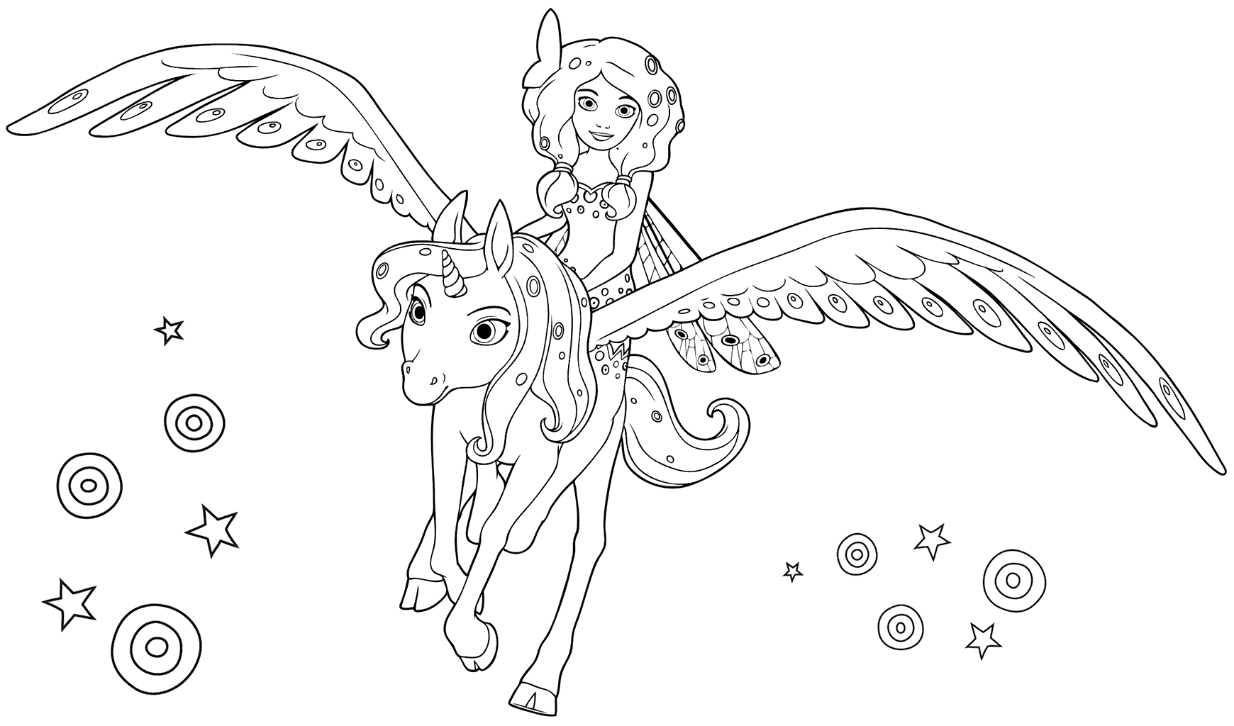 Coloriage Mia And Me Sur Sa Licorne - Mia et moi à imprimer