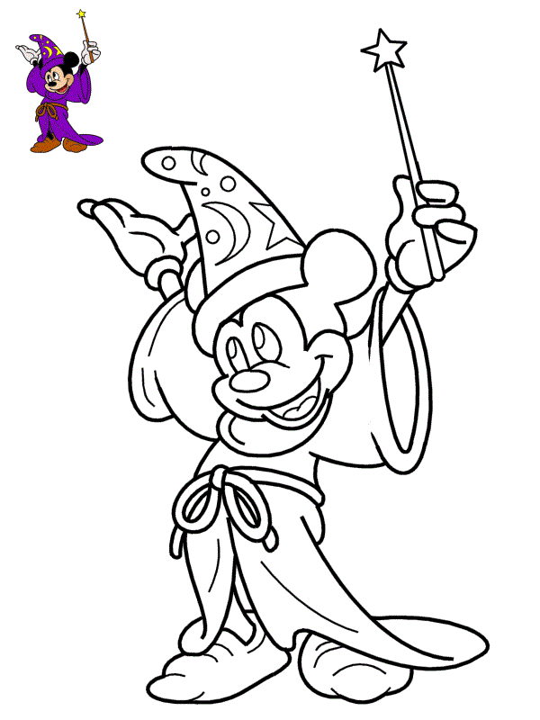 Coloriage Mickey A Des Pouvoirs Magiques - Mickey à imprimer