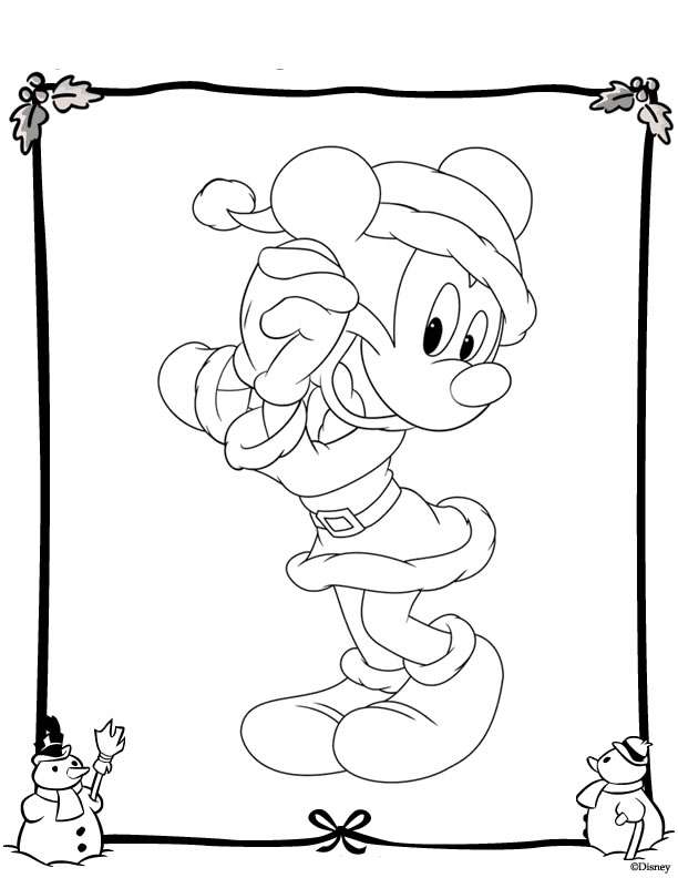 Coloriage Mickey dans la magie de Noël Disney - Noël Disney à imprimer