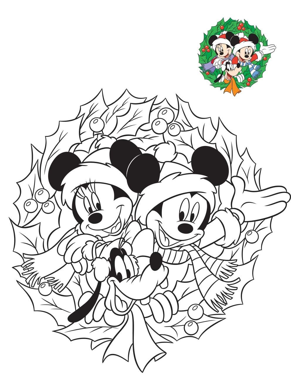 Coloriage Mickey Et Minnie Preparent Les Fêtes De Fin Dannee - Noël Disney à imprimer