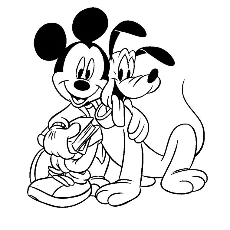 Coloriage Mickey Et Pluto - Alphabet disney à imprimer