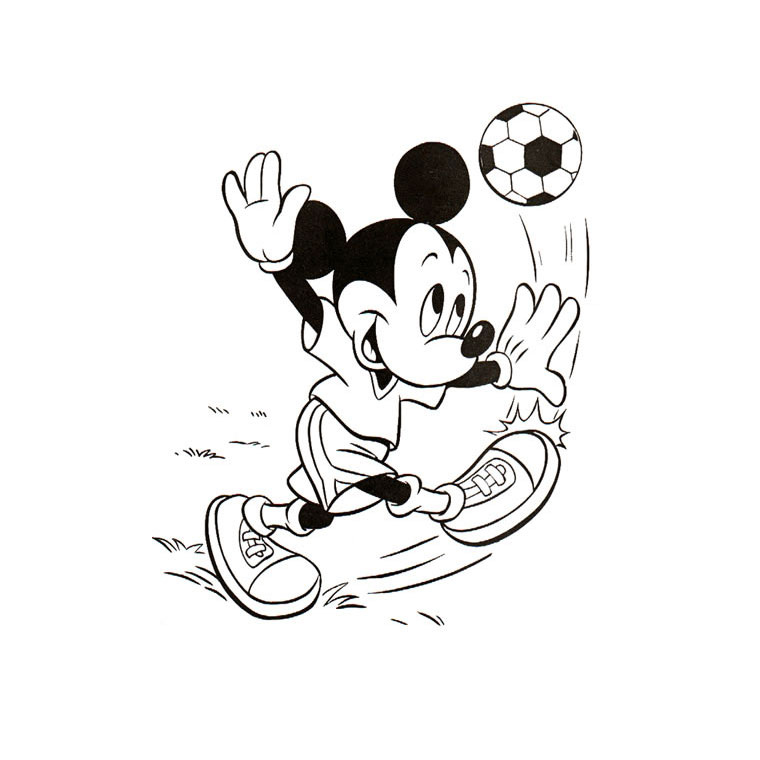 Coloriage Mickey Foot - Foot à imprimer