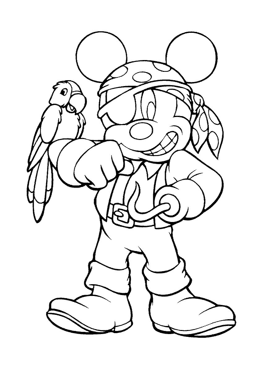 Coloriage Mickey Halloween En Pirate - Halloween disney à imprimer