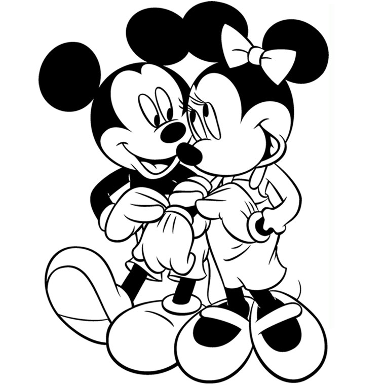 Coloriage Mickey Minnie - Alphabet disney à imprimer