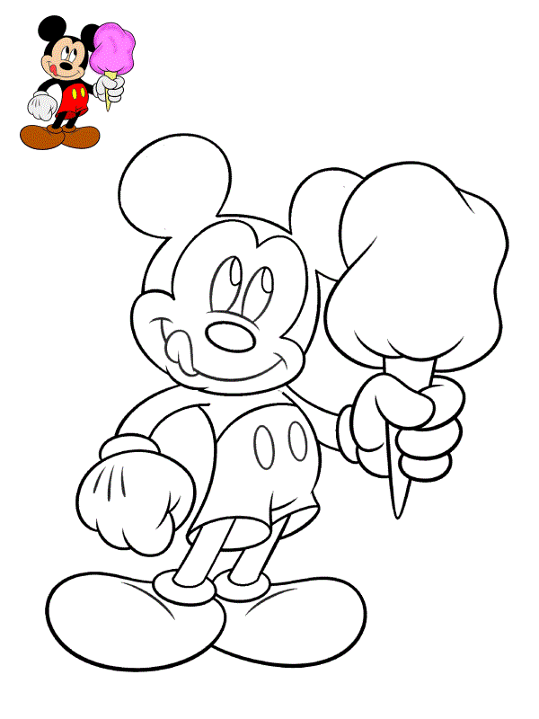 Coloriage Mickey Mouse Avec Une Delicieuse Crème Glace - Mickey à imprimer