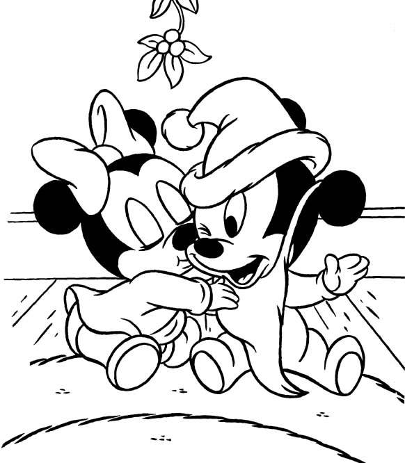 Coloriage Mickey en costume festif de Noël - Noël Disney à imprimer