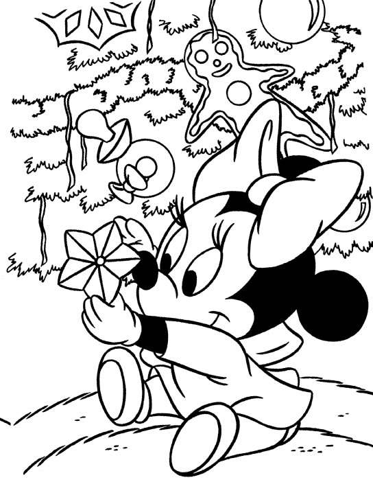 Coloriage Mickey décoration Noël bonheur - Noël Disney à imprimer