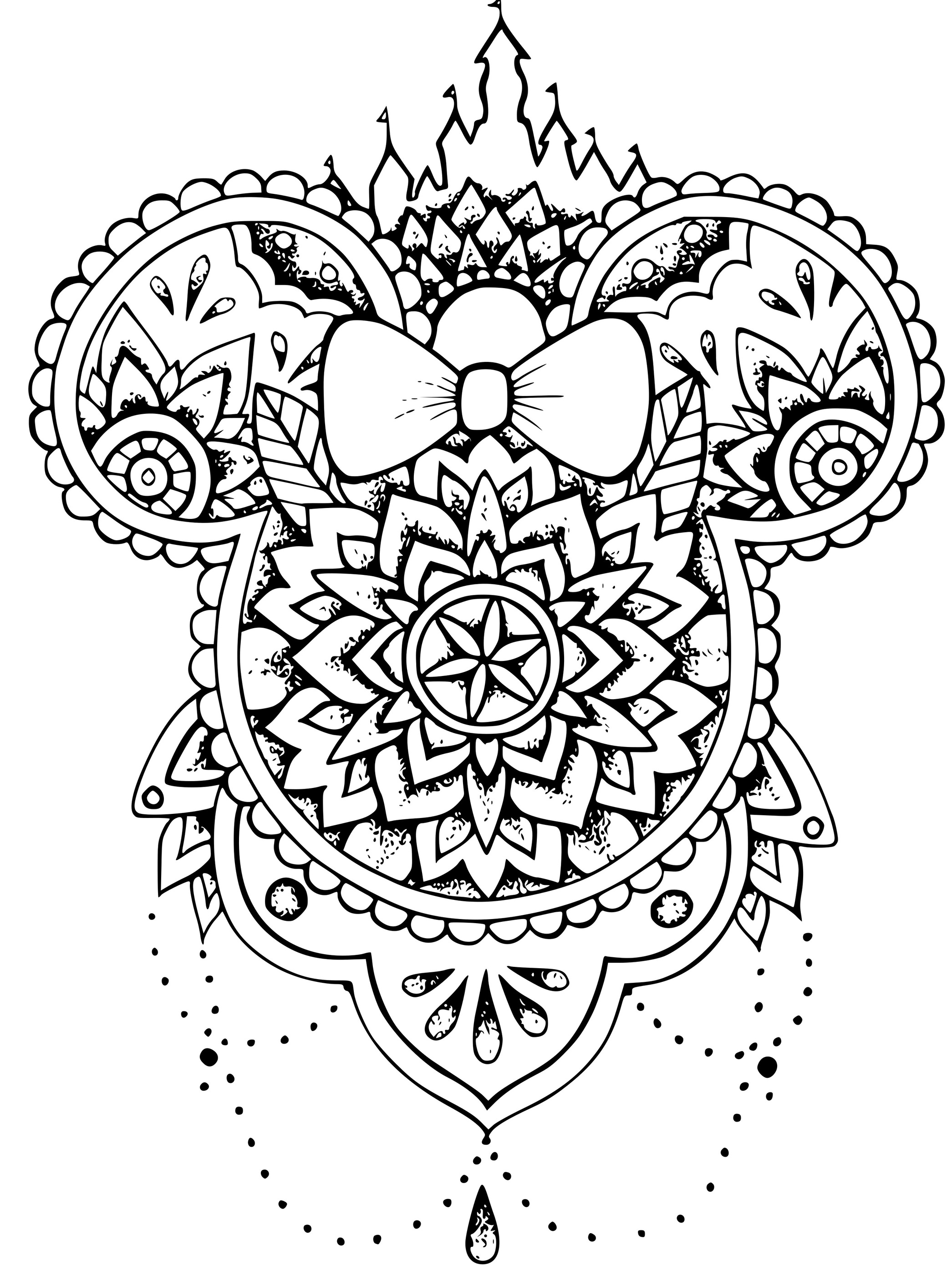 Coloriage Mickey Mouse Disney World Mandala Art - Mandala disney à imprimer