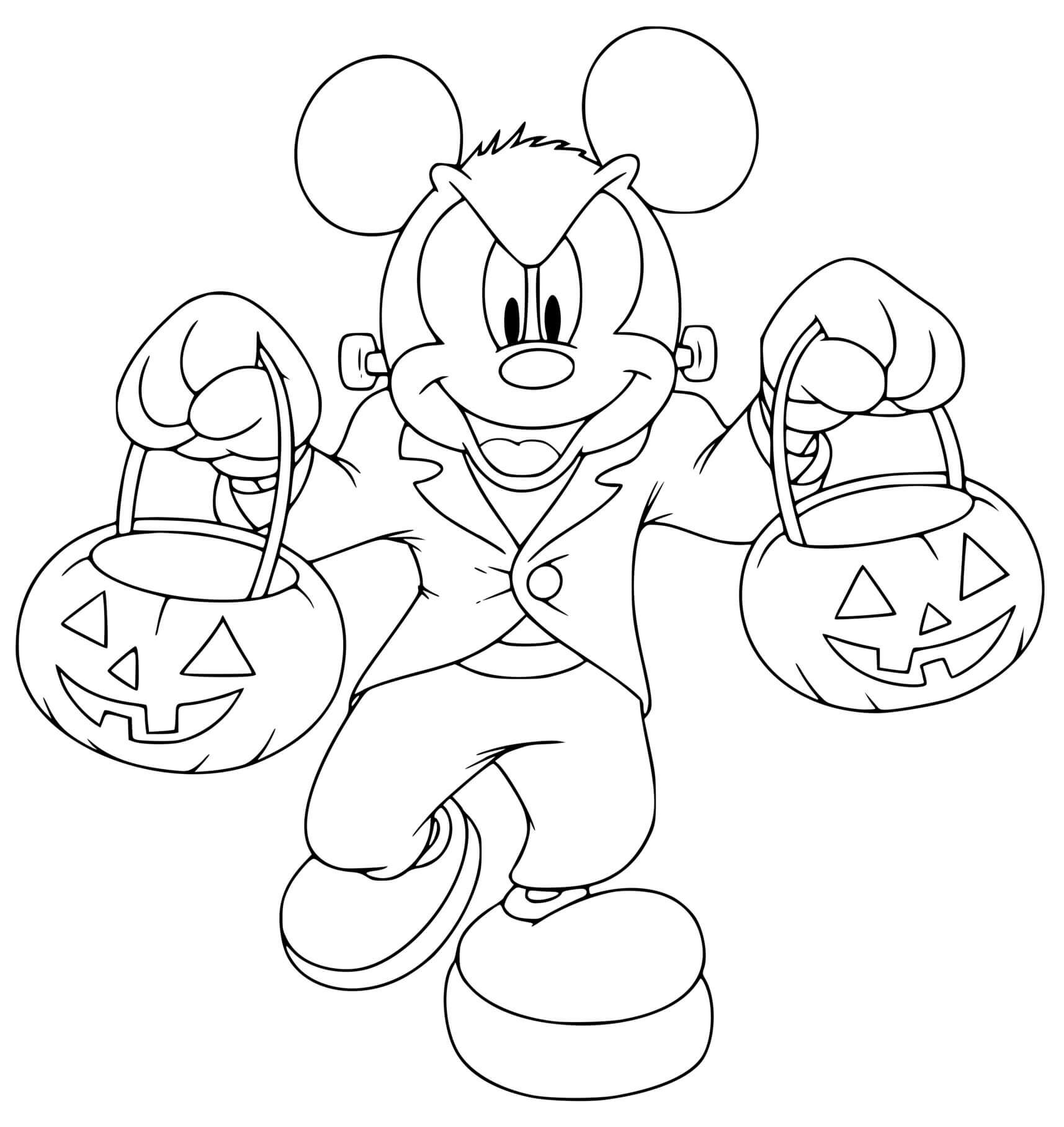 Coloriage Mickey Mouse Frankenstein Zombie Monstre - Halloween disney à imprimer