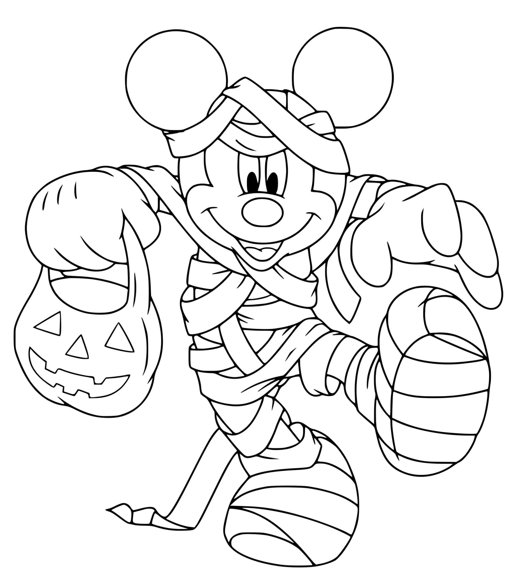 Coloriage Mickey Mouse La Momie Pour Halloween - Halloween disney à imprimer