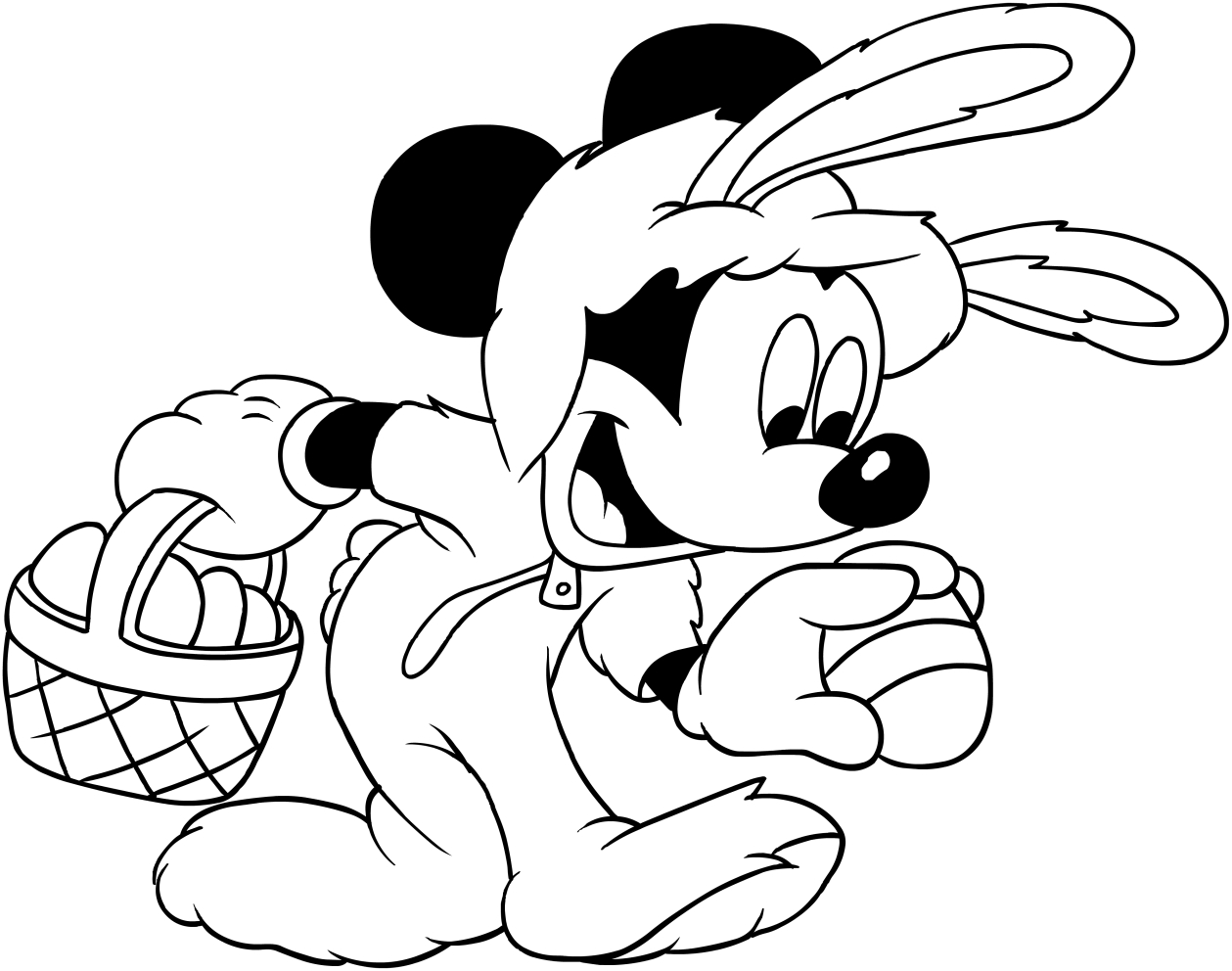 Coloriage Mickey Mouse Lapin Œuf De Pâques - Pâques Disney à imprimer