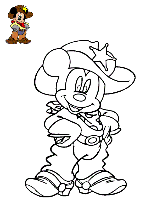 Coloriage Mickey Mouse Le Cowboy Cherif De La Ville - Mickey à imprimer