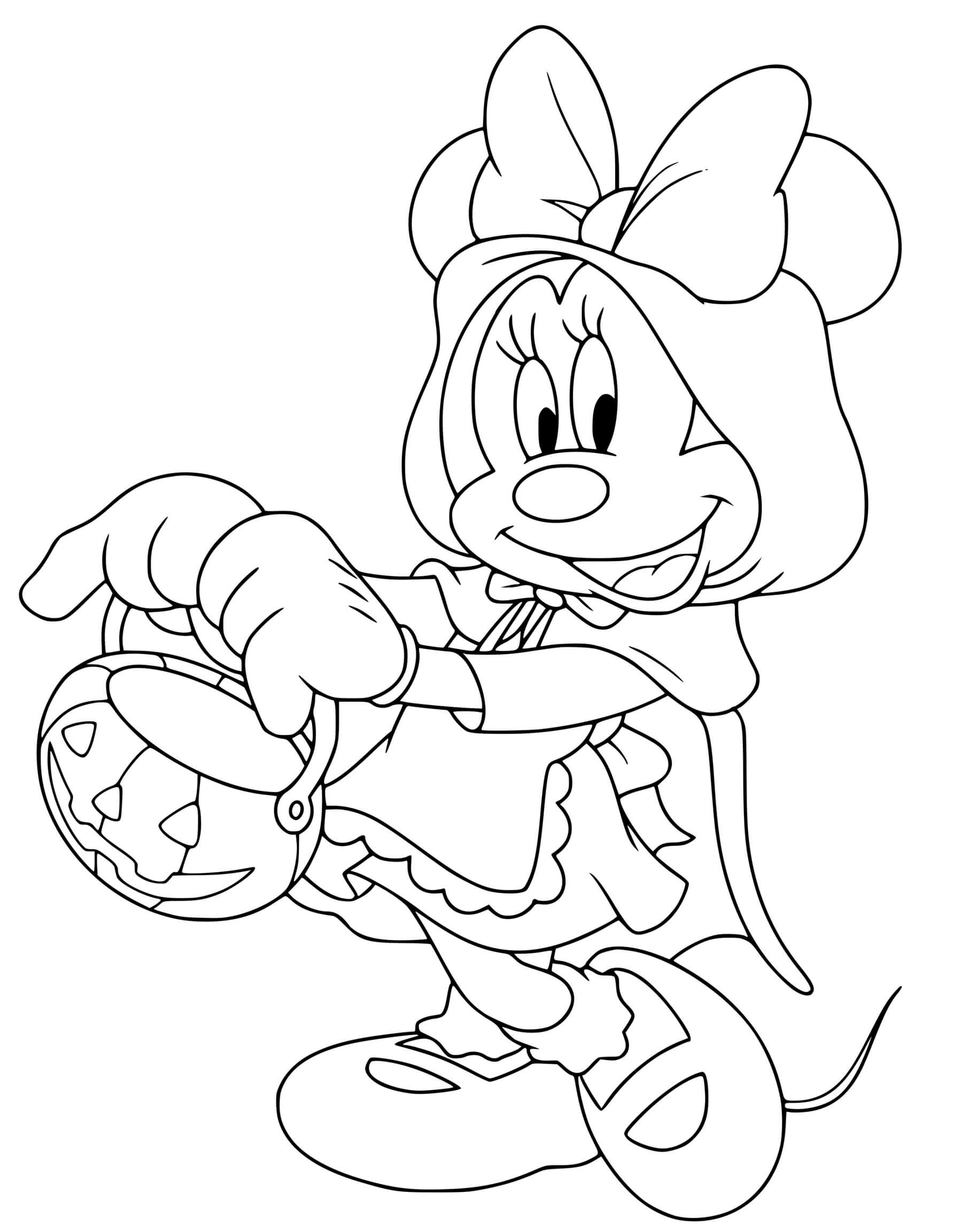 Coloriage Mickey Mouse Le Petit Chaperon Rouge - Halloween disney à imprimer