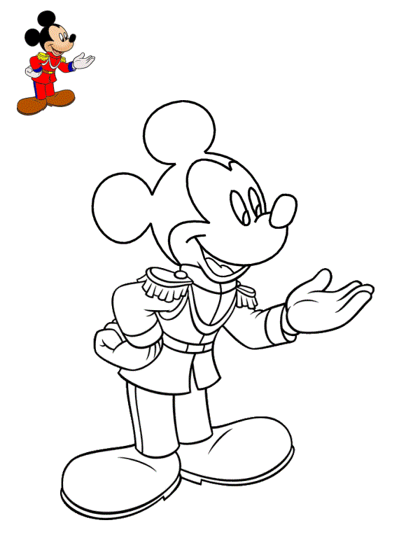 Coloriage Mickey Mouse Le Prince Habit Royal Rouge - Mickey à imprimer