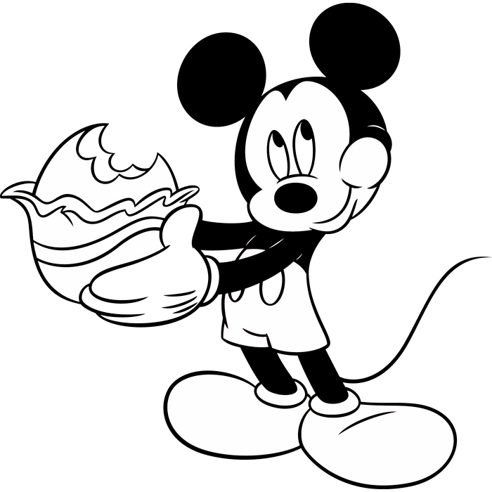 Coloriage Mickey Mouse Mange Un Chocolat Œuf De Pâques - Pâques Disney à imprimer