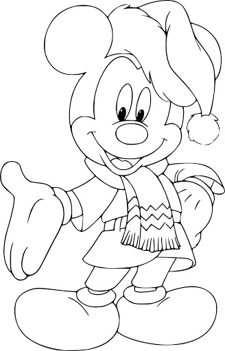 Coloriage Mickey Mouse Noël Classique Pour Le Reveillon De Noël - Noël Disney à imprimer