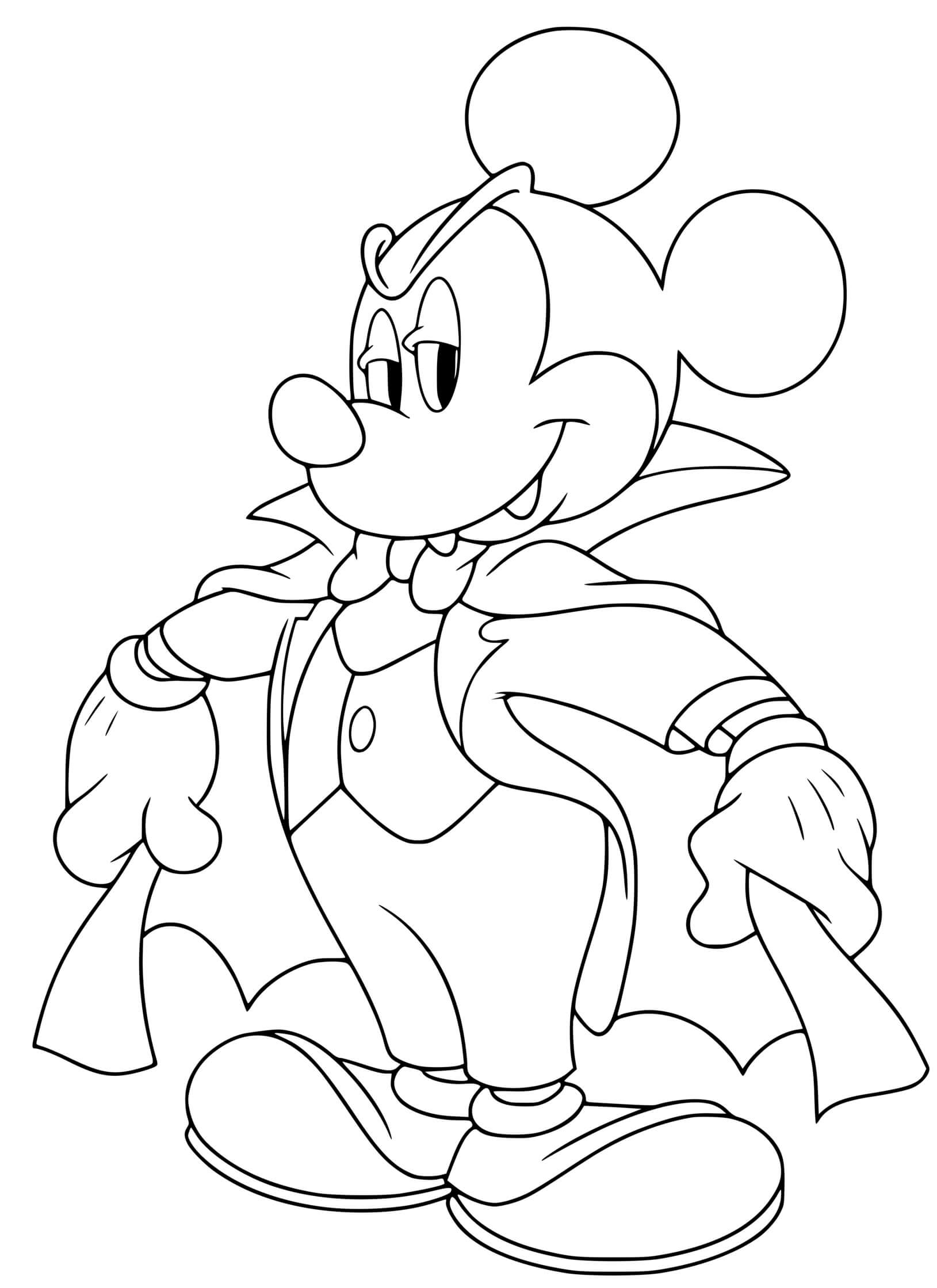 Coloriage Mickey Mouse Vampire Halloween - Halloween disney à imprimer